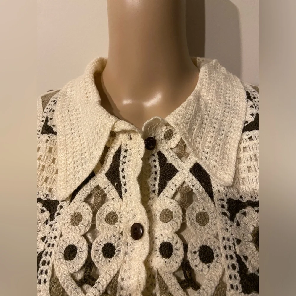 BNWT  Brown & White Cream Crochet Dress/Tunic. - Picture 5 of 6